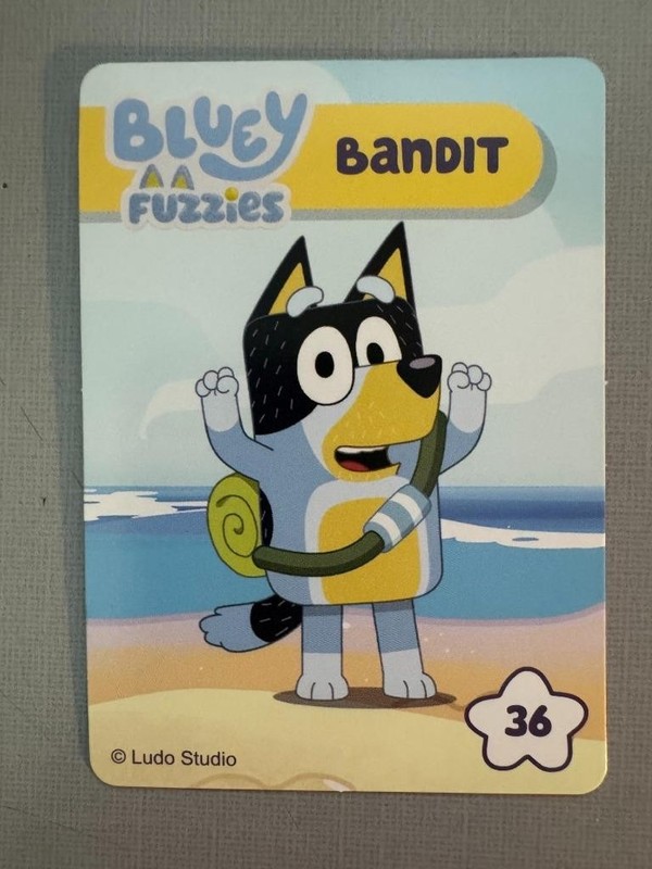 2026 BLUEY FUZZIES SHOW SCENE COLLECTOR CARD #36 BANDIT STANDARD TRAIDNG CARD