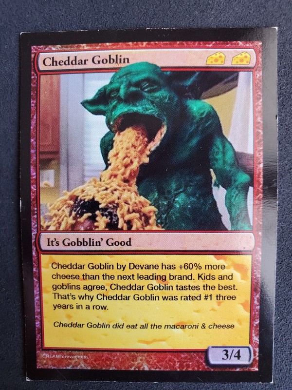 MANDY Film 2018 Cheddar Goblin Promo MtG Spoof Card Nicholas Cage Panos Cosmatos