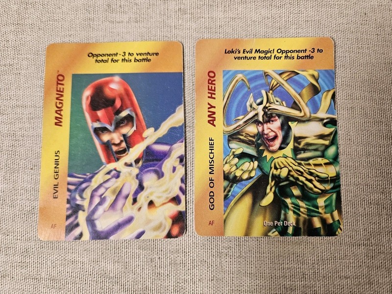 Marvel OVERPOWER Magneto Evil Genius OP special + ANY HERO….2 CARDS!!
