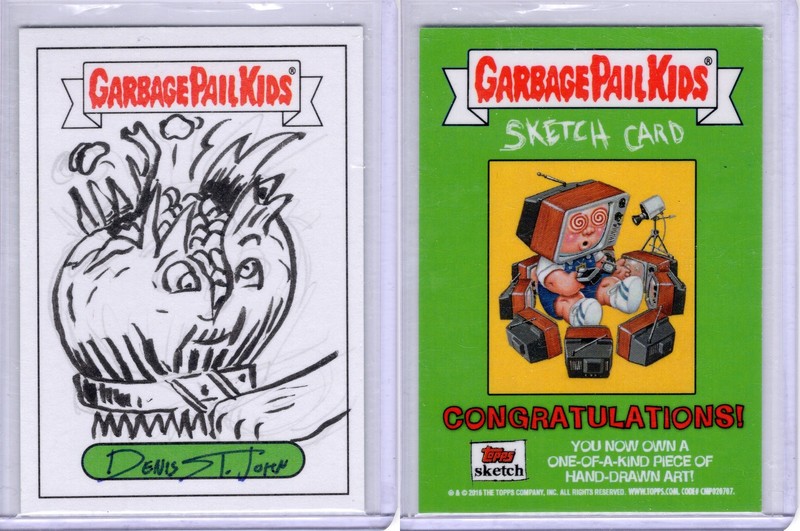2016 Garbage Pail Kids Prime Time Trashy TV Denis St. John Poppy Corn Sketch