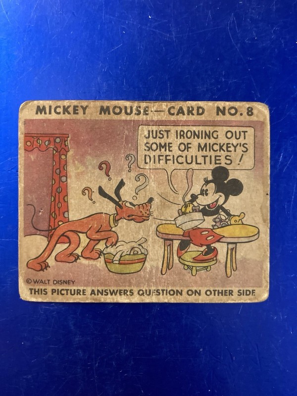 1935 Mickey Mouse Gum Card Type I Just Ironing Out #8 WALT DISNEY