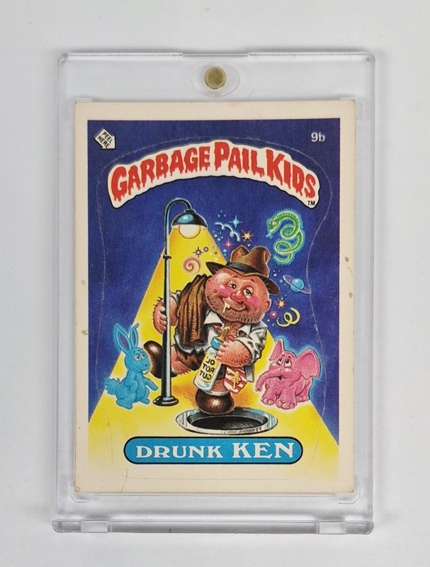 DRUNK KEN #9B EX- 1985 TOPPS GARBAGE PAIL KIDS CARD SERIES 1 GPK OS1 AUTHENTIC