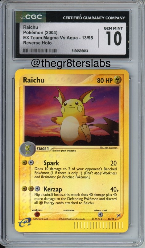 Raichu (Reverse Holo) 2004 Pokemon EX Team Magma vs Aqua #13/95 CGC10