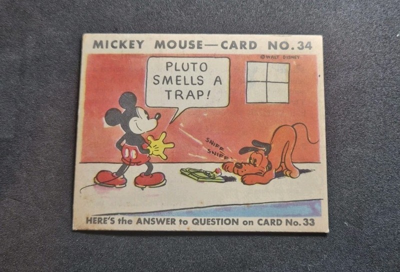 1935 Mickey Mouse Gum R89 #34 “Pluto Smells A Trap!” Walt Disney Mickey & Pluto
