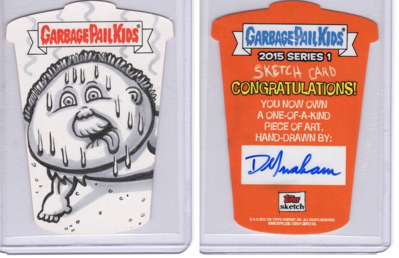 2015 Garbage Pail Kids Trash Can Dustin Graham Baked Jake Sketch Card