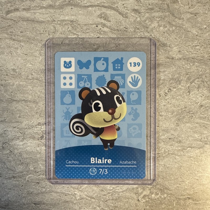 139 Blaire – Animal Crossing Amiibo Card – Series 2 – Authentic NM