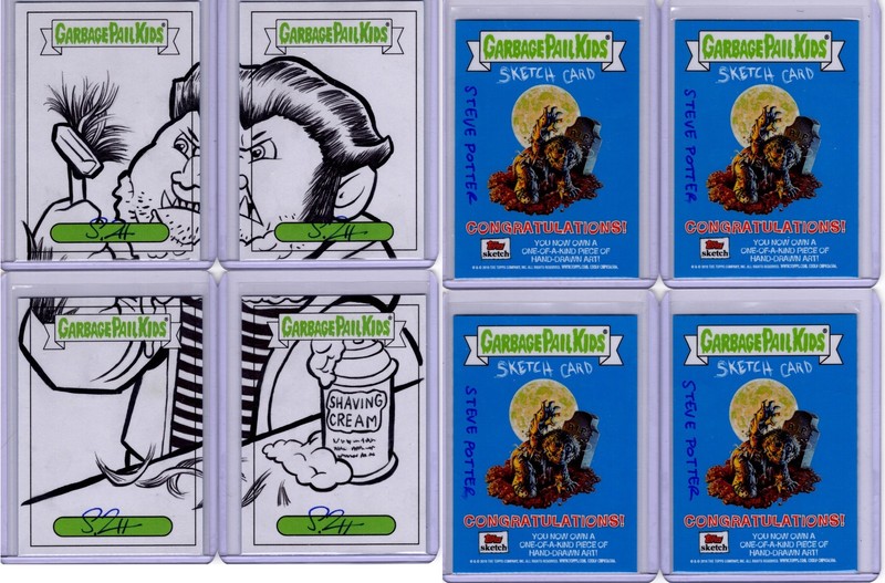 2019 Garbage Pail Kids Trash Can Loaded 4 Sketch Cards Steve Potter Hairy Harry
