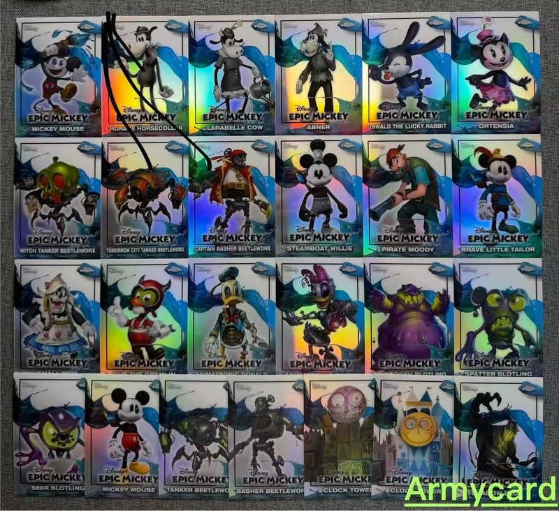 2026 Topps Disney Neon Epic Mickey Complete Insert Set #1-25 Mickey Mouse