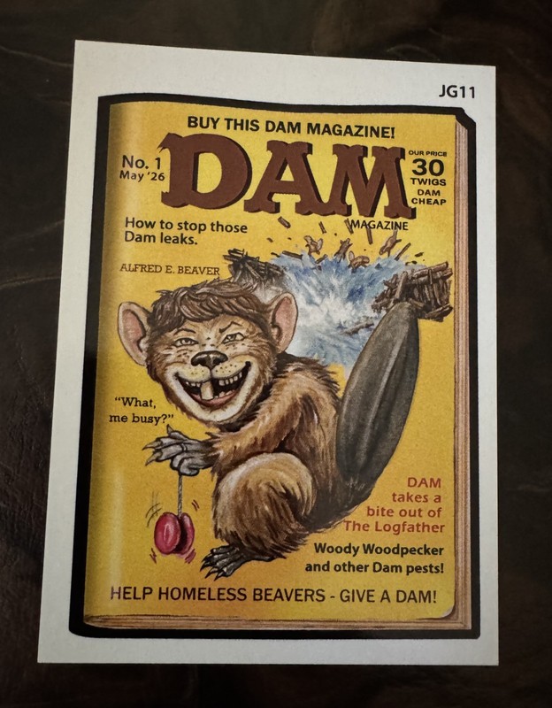 DAM MAD Magazine ParoTee parody card by WACKY PACKAGES artist Joe G – Free ship