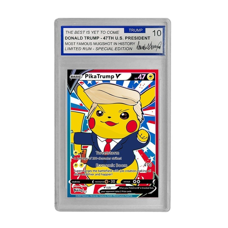 Pika Donald Trump Collector’s Trading Card – Gem Mint 10 Rated – Iconic 2026