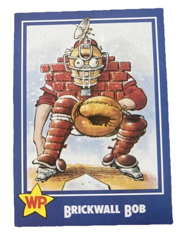 1990 Sunkist Growers Wacky Players Brickwall Bob Baseball Cartoon Card