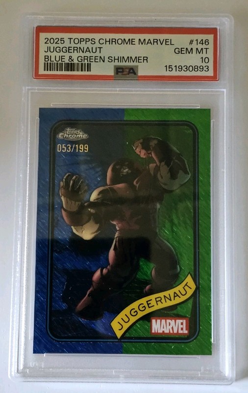 2025 Topps Chrome Marvel Juggernaut #146 Blue & Green Shimmer /199 PSA 10 POP 1!