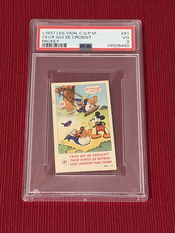 1937 Vignette Mickey CGPM Mickey Mouse Ceux Qui Se Croient #81 PSA 3 – Highest!!