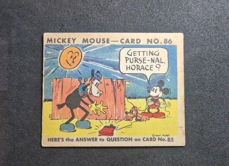 1935 Mickey Mouse Gum R89 #86 “Getting Purse-nal” HIGH# Walt Disney Mickey
