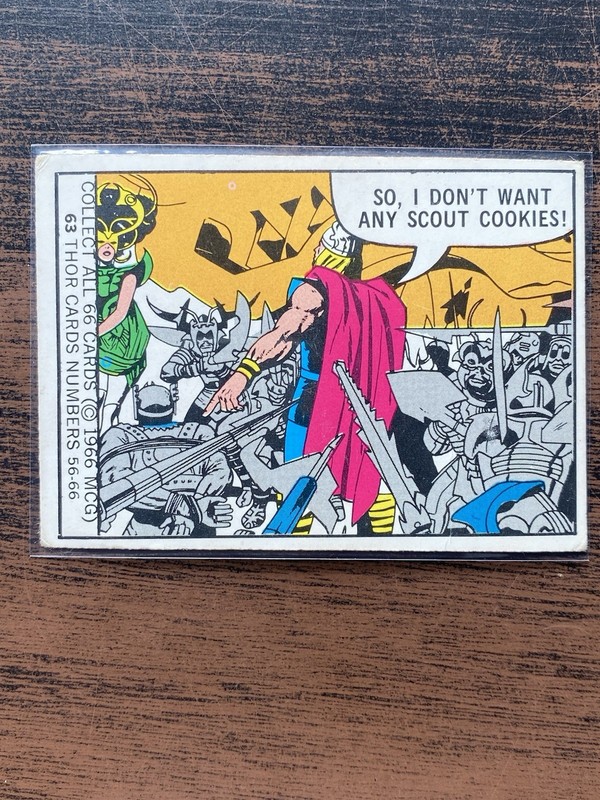 MGC 1966 Marvel Thor #63 Card – “So, I Don’t Want Any Scout Cookies!”