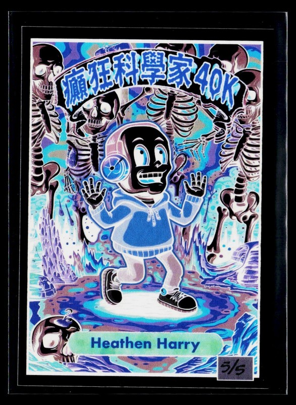 Mad Scientist 40K GPK Spoof ~ CHINESE BLACK NEGATIVE #’d 5/5 ~ Heathen Harry