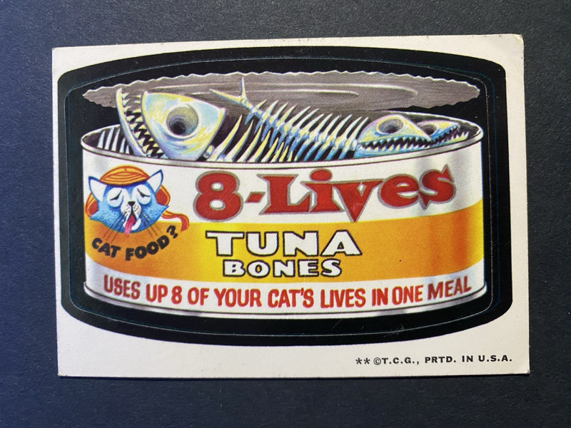 1973 Topps Wacky Packages 8-Lives Tuna Bones Series 2 White Back