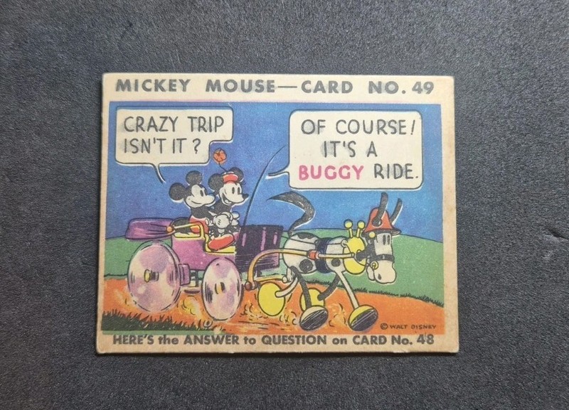 1935 Mickey Mouse Gum R89 #49 “Crazy Trip…” HIGH# Walt Disney Mickey & Minnie
