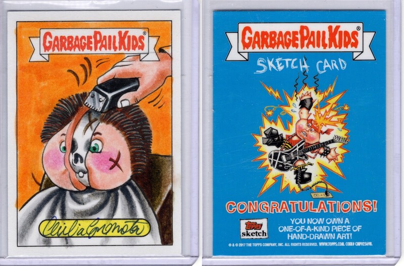 2017 Garbage Pail Kids Battle Bands Cecilia Grenata Scalped Ralph Sketch Card
