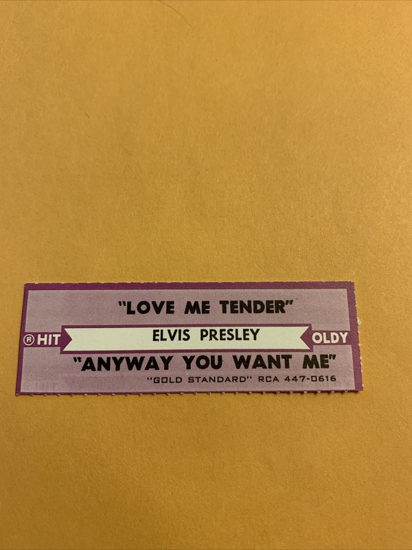 1 JUKEBOX TITLE STRIP Elvis Presley Love me tender/any way you want me